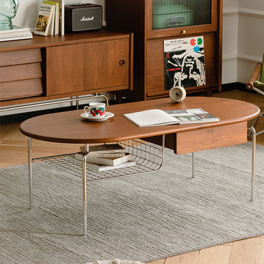 Coffee Table with Storage 47.2x23.6x15.7 Inches Solid Wood Steel Frame mu - yscj - ctableMUTUKISPACE
