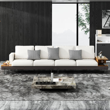 Modern Four Seat Fabric Sofa for Living Room, Interchangeable Left and Right Configuration, Off - WhiteMUTUKISPACE