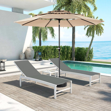 10ft Aluminum 3 - Tier Auto - Tilt Patio Umbrella (Khaki, Base Not Included)MUTUKISPACE