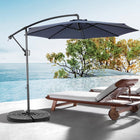 10ft Offset Hanging Market Patio Umbrella Easy Tilt & 8 Ribs (Navy Blue)