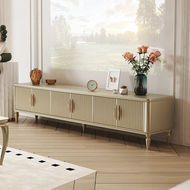 Solid Wood TV Stand with Multi - Layer Board – Modern Media Console for Living Room fjfn - 5293MUTUKISPACE