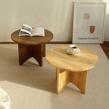 Round Wooden Coffee Table Set – Modern Design with Elegant Finish fls - 5333MUTUKISPACE