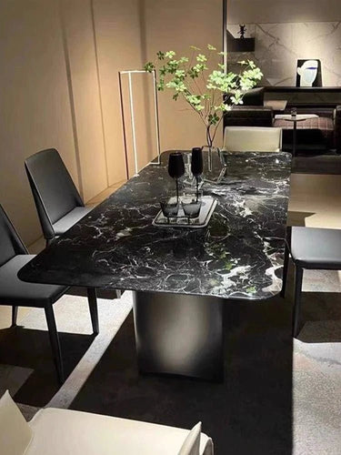 Marble and Stainless Steel Dining Table – Luxury Centerpiece for Your Home fyeyj - 5217MUTUKISPACE