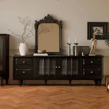 Black TV Cabinet with Acrylic Accents – Modern Entertainment Console fymj - 4842MUTUKISPACE