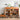Elegant Cherry Wood & Rattan Stool with Natural Marble Seat fyx - 851MUTUKISPACE