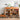 Elegant Cherry Wood & Rattan Stool with Natural Marble Seat fyx - 851MUTUKISPACE