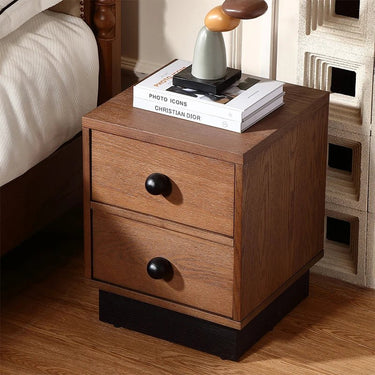 Ash Wood Nightstand with Two Drawers – Stylish Bedroom Storage Cabinet fzgf - 3103MUTUKISPACE