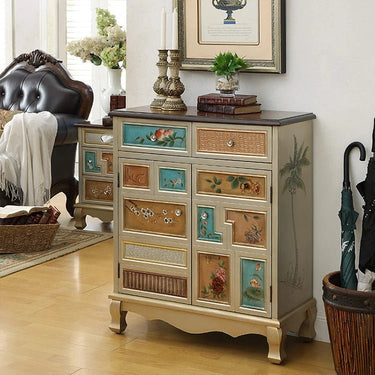 Vintage Oak Shoe Cabinet – Stylish Entryway Storage with Ample Space halmh - 5298MUTUKISPACE