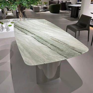 Sleek Sintered Stone Dining Table – Stainless Steel Base and Modern Multi - Layer Design hbso - 3017MUTUKISPACE