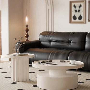White Round Coffee Table – Elegant Modern Design for Living Rooms hch - 3093MUTUKISPACE