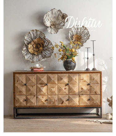 Rustic Charm Cabinet with Geometric Design – Elegant Storage Solution hdst - 4218MUTUKISPACE