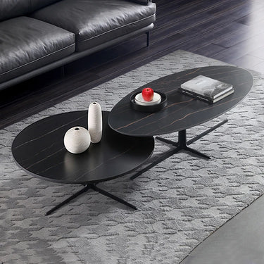 Oval Coffee Table with Sintered Stone Top – Stylish Modern Accent for Living Room hldjj - 3025MUTUKISPACE