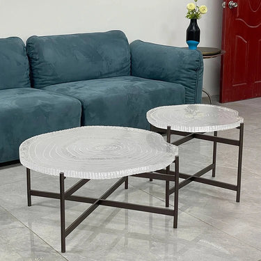 Acrylic Coffee Table Set – Modern Round Accent Tables with Unique Design hmsf - 4672MUTUKISPACE