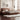 Luxurious Dark Brown Faux Leather Bed with Light Grey and Beige Accents - Elegant Khaki and Orange Detailing - Modern Black Design hmzsh - 1545MUTUKISPACE