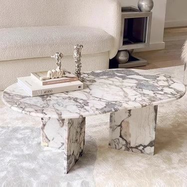 Oval Sintered Stone Coffee Table – Chic Center Table for Living Room hny - 5237MUTUKISPACE