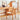 Sleek Mid - Century Modern Chair with Orange, Off - White, and Yellow Leathaire - Natural Oak, Cherry, and Light Brown Wood Finish hykmq - 745MUTUKISPACE