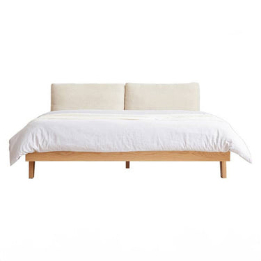 Bed Frame Oak Wood White Double King Sunoko Frame Only Frame Sunoko Single Item Sunoko Bed Wooden Nordic ysys - b4018 - bedMUTUKISPACE