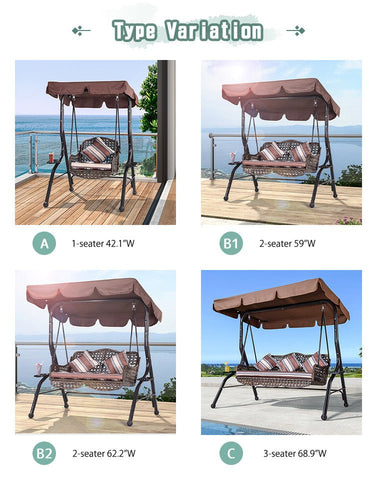 Hanging Chair Garden Swing Bench Hammock Outdoor Freestanding 1 - 3 Seater Adult Child 2 - Person with Roof Shade Home Heavy Duty Large Playground zy - 026MUTUKISPACE