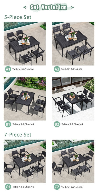Garden Furniture Set Table Chair 5 - Piece 7 - Piece 4 - Person 6 - Person Outdoor Width 47.2"/63" Waterproof Durable Gardening Hotel Cafe zy - 035MUTUKISPACE