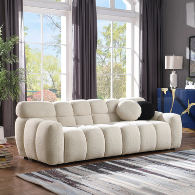 Marshmallow Boucle Sofa & Loveseat (Beige) – Designed for US Body Structure