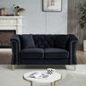 60.2" Chesterfield Sofa Beige Velvet for Living Room, 2 Seater Sofa Tufted Couch with Metal Foot and Nailhead for Living Room, Bedroom, Office, Apartment, two pillowsMUTUKISPACE