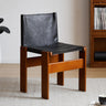 Vintage Genuine Leather Solid Wood Dining Table and Chairs Wabi - Sabi Style mu - xgy - chairMUTUKISPACE