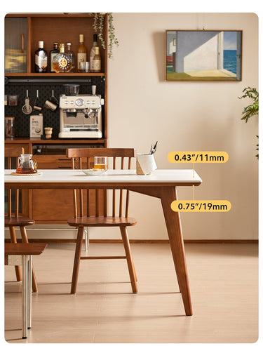 Solid Wood Stone Dining Table White Vintage Rectangular mu - jyybcz - DtableMUTUKISPACE