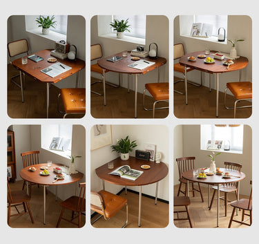 Solid Wood Round Folding Extendable Vintage Dining Table mu - sjzdz - DtableMUTUKISPACE