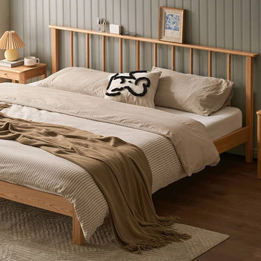 Bed Natural Wood Bed Frame Solid Wood Oak Wide Double Headboard King Wooden Sturdy Sunbed Natural Wood Frame Stylish ysys - l7011 - bedMUTUKISPACE