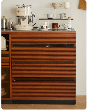 Solid Wood Sideboard Storage Cabinet Vintage Sintered Stone Top mu - rmcbg - sideboardMUTUKISPACE