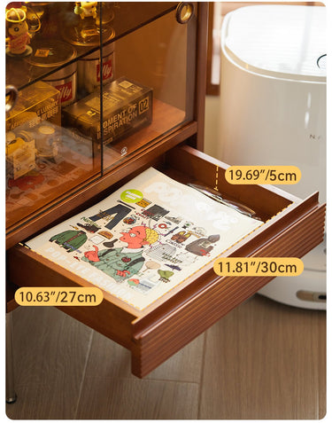 Solid Wood Vintage Display Storage Glass Cabinet mu - xczsg - chestMUTUKISPACE