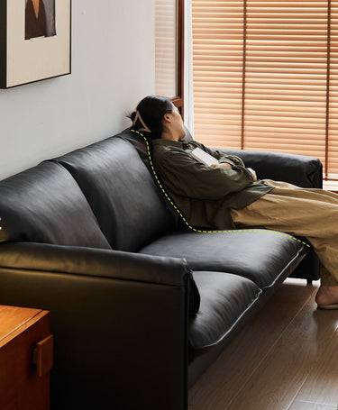Black Leather Sofa Straight Row mu - mlljsf - sofaMUTUKISPACE