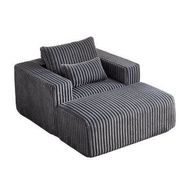 62.5 - Inch Corduroy foam Sofa Lounge Chair with Removable footrest,No Assembly Required,Fluffy Modern Sleeper Chair for Indoor Living Room BedroomMUTUKISPACE
