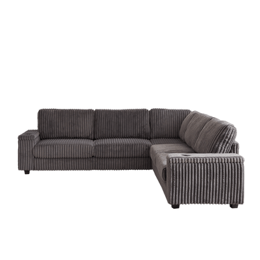 110 - Inch Oversized Corduroy Corner Sofa,L Shaped Corner Couch with two storage spaces,USB port & T - pyce port and Cup - holder , Deep Seat Comfy Upholstered Couches for Living Room(Not freely combinable)MUTUKISPACE