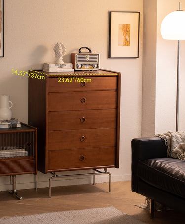 Vintage Solid Boxwood 5 - Drawer Cabinet mu - yywdg - chestMUTUKISPACE