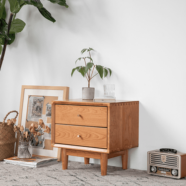 Night Table Side Table Drawer 2 Cups Cherry Material Unfinished Material xbjj - glctg - nightstandMUTUKISPACE