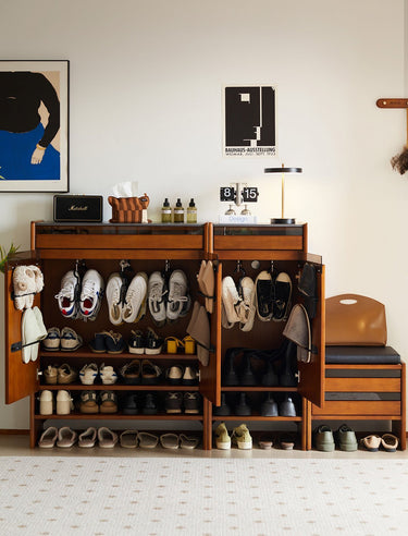 Solid Wood Shoe Cabinet Entryway Large Capacity Storage mu - sjxg - shoestorageMUTUKISPACE