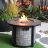 Outdoor Propane Fire Pit, Square Stonecrest Gas Fire Pit for Outside Patio, Concrete Propane Fire Table 50,000 BTU Gas Fire Pit w Lava Rocks, Waterproof CoverMUTUKISPACE