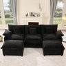 Modular U-Shaped Sectional Sofa with Ottoman – 3-Seater Deep Seat Cloud Couch in Chenille, Slate Gray, for Living Room Comfort - Side view