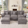 Modular U - Shaped Sectional Sofa with Ottoman – 3 - Seater Deep Seat Cloud Couch in Chenille, Slate Gray, for Living Room ComfortMUTUKISPACE