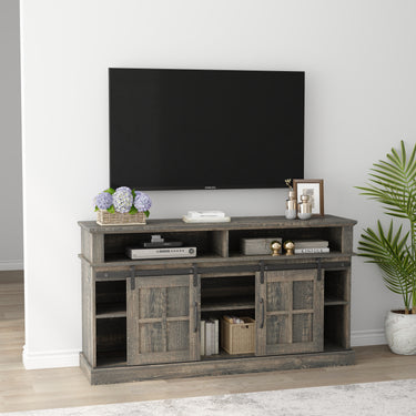 58 Inch TV Stand with Storage Cabinet and Shelves, TV Console Table Entertainment Center for Living Room,BedroomMUTUKISPACE