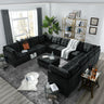 U shape Modular Sectional Sofa,DIY Combination,includes Seven Single Chair,Four Corner and One Ottoman,Black Velvet.MUTUKISPACE