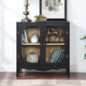 Storage Cabinet,Sideboard Buffet Cabinet,display cabinet with 2 Tempered Glass Doors, Adjustable Shelves, for Home Office, Living Room, Bedroom,BlackMUTUKISPACE