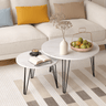 27.56'' Round Nesting Coffee Table Set of 2, Circular Nesting End Table Set, Round Marble Tabletop, and Sturdy Metal Base for Living Room, bedroom, WhiteMUTUKISPACE