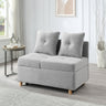 4 - in - 1 Convertible Sofas & Couches, Single Extendable Sofa with 6 Position Adjustable Back, Sofa Bed with 2 Pillows, Light GrayMUTUKISPACE