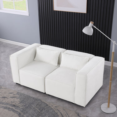 modular sofa BEIGE chenille fabric, simple and grand, the seat and back is very soft. this is also a KNOCK DOWN sofaMUTUKISPACE