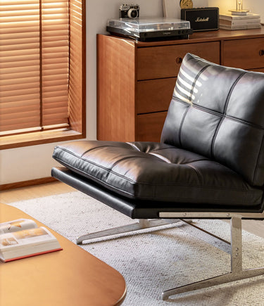 Leather Single Lounge Chair Small Apartment Modern Minimalist Home Accent Chair mu - bsxxy - chairMUTUKISPACE