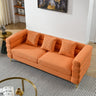 81 Inch Oversized 3 Seater Sectional Sofa, Living Room Comfort Fabric Sectional Sofa - Deep Seating Sectional Sofa, Soft Sitting with 3 Pillows for Living Room,Bedroom,Office.,Orange teddy(W834S00034)MUTUKISPACE
