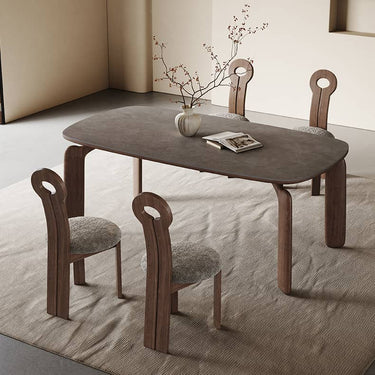 Gray Sintered Stone Dining Table with Oak Wood Finish hagst - 321MUTUKISPACE