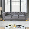 Velvet Sofa for Living Room,Buttons Tufted Square Arm Couch, Modern Couch Upholstered Button and Metal Legs, Sofa Couch for Bedroom, Grey Velvet(W834S00020)MUTUKISPACE